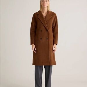 Quince 100% Camel Wool Women's Brown Double-Breasted Coat